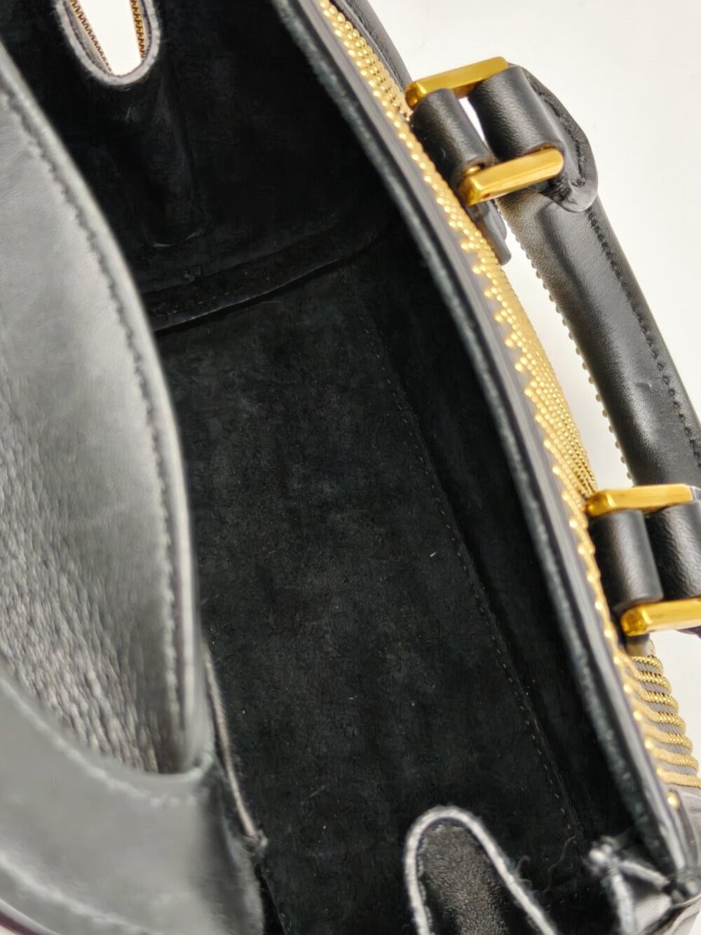 Alexander McQueen Studded Leather Mini Tote Bag Black Gold Crossbody - Picture 10 of 16
